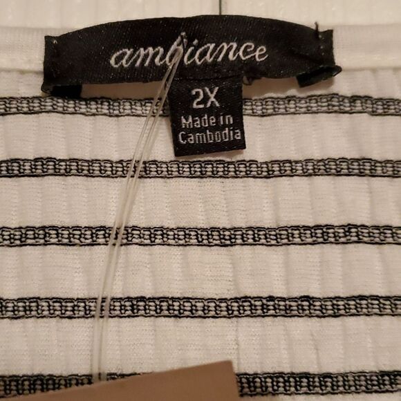 NWT Ambiance Juinor Plus Striped Cropped Blouse Size 2X - Picture 4 of 7